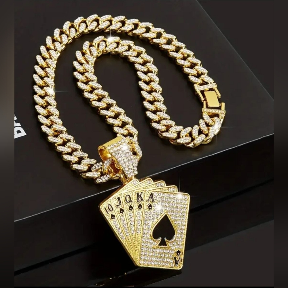 18K GOLD PLATED MENS GOLDEN CUBAN NECKLACE